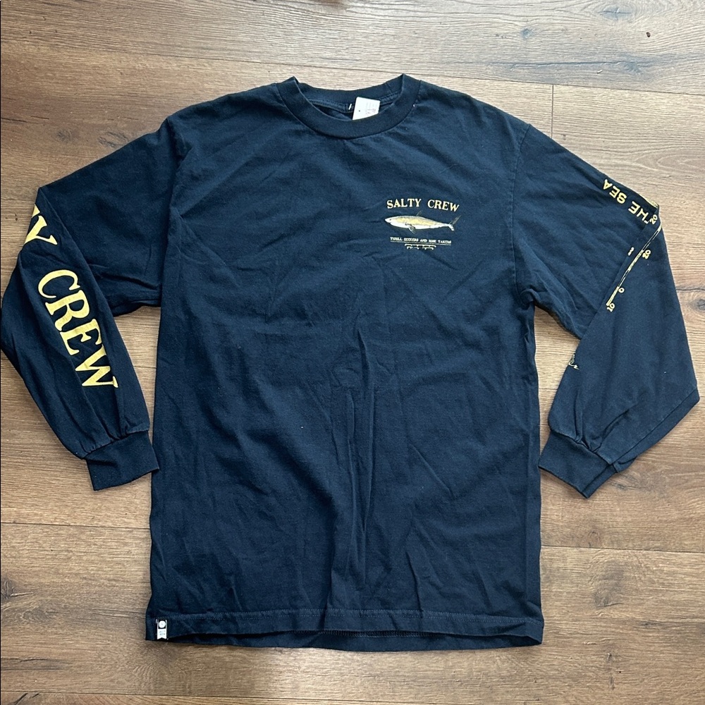 Salty Crew Black Long Sleeve Tee with Gold Logos ! Medium